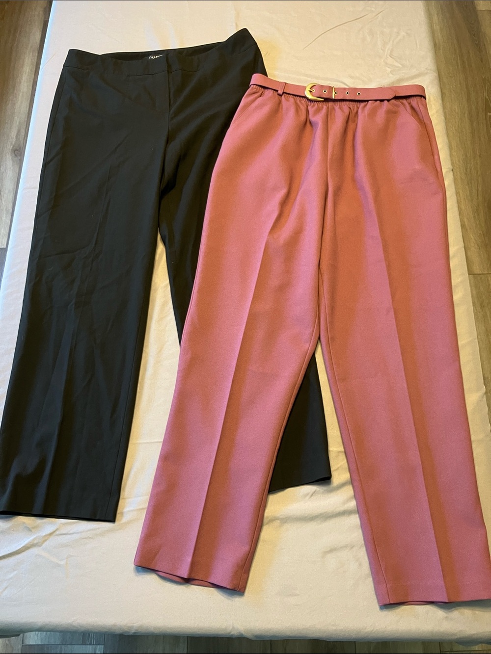 High-Rise Straight Trousers in Rose Pink and Black - 2 Pair